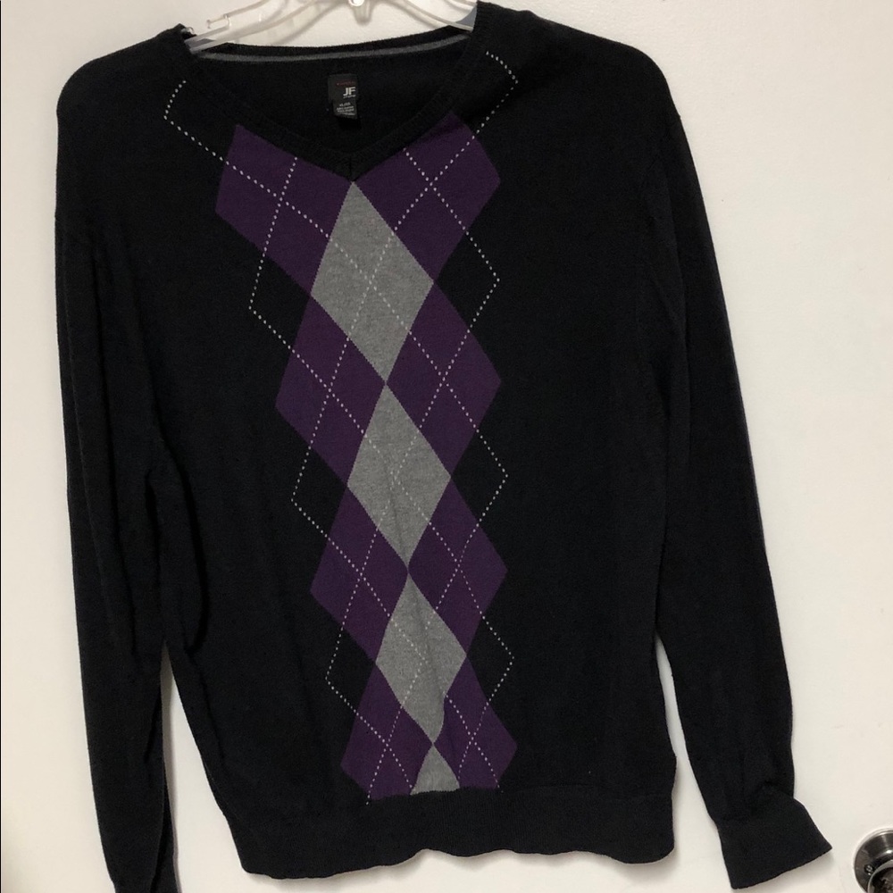 J Ferrar V Neck Purple Sweater Sz XL